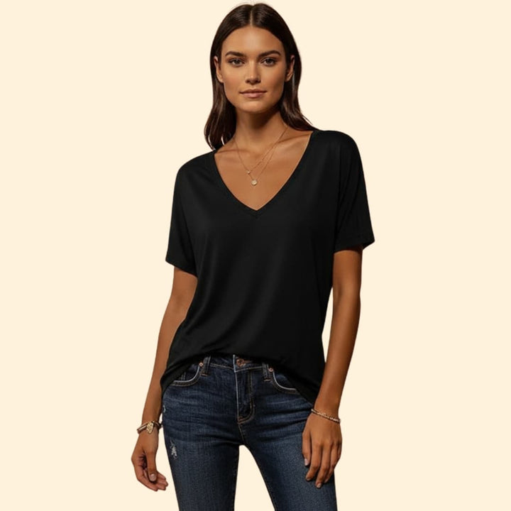 Women's Lace Trim V-Neck T-Shirt