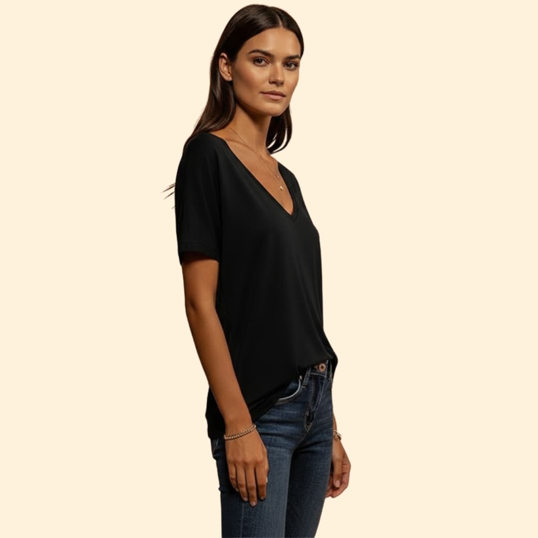 Women's Lace Trim V-Neck T-Shirt