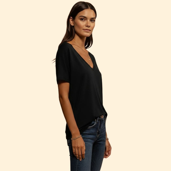 Women's Lace Trim V-Neck T-Shirt