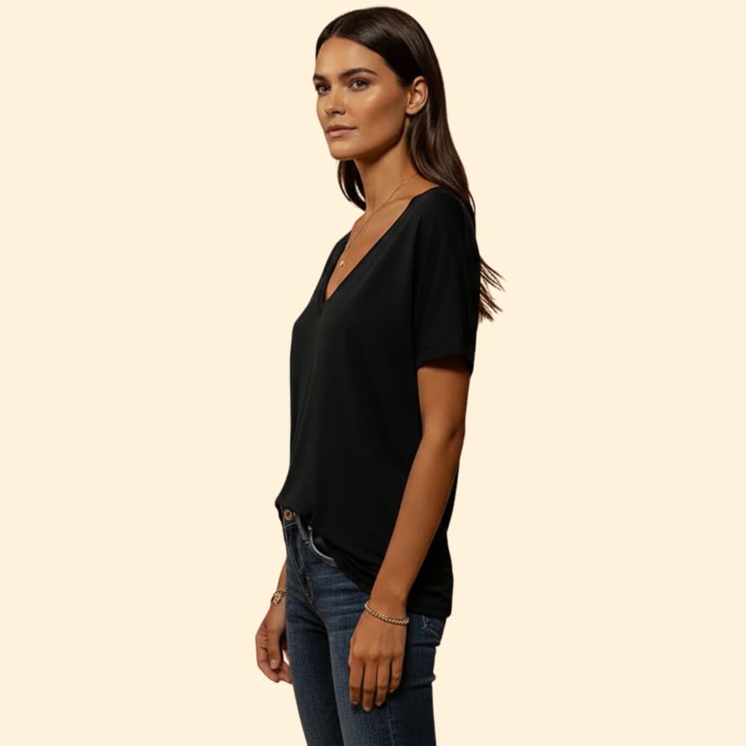 Women's Lace Trim V-Neck T-Shirt