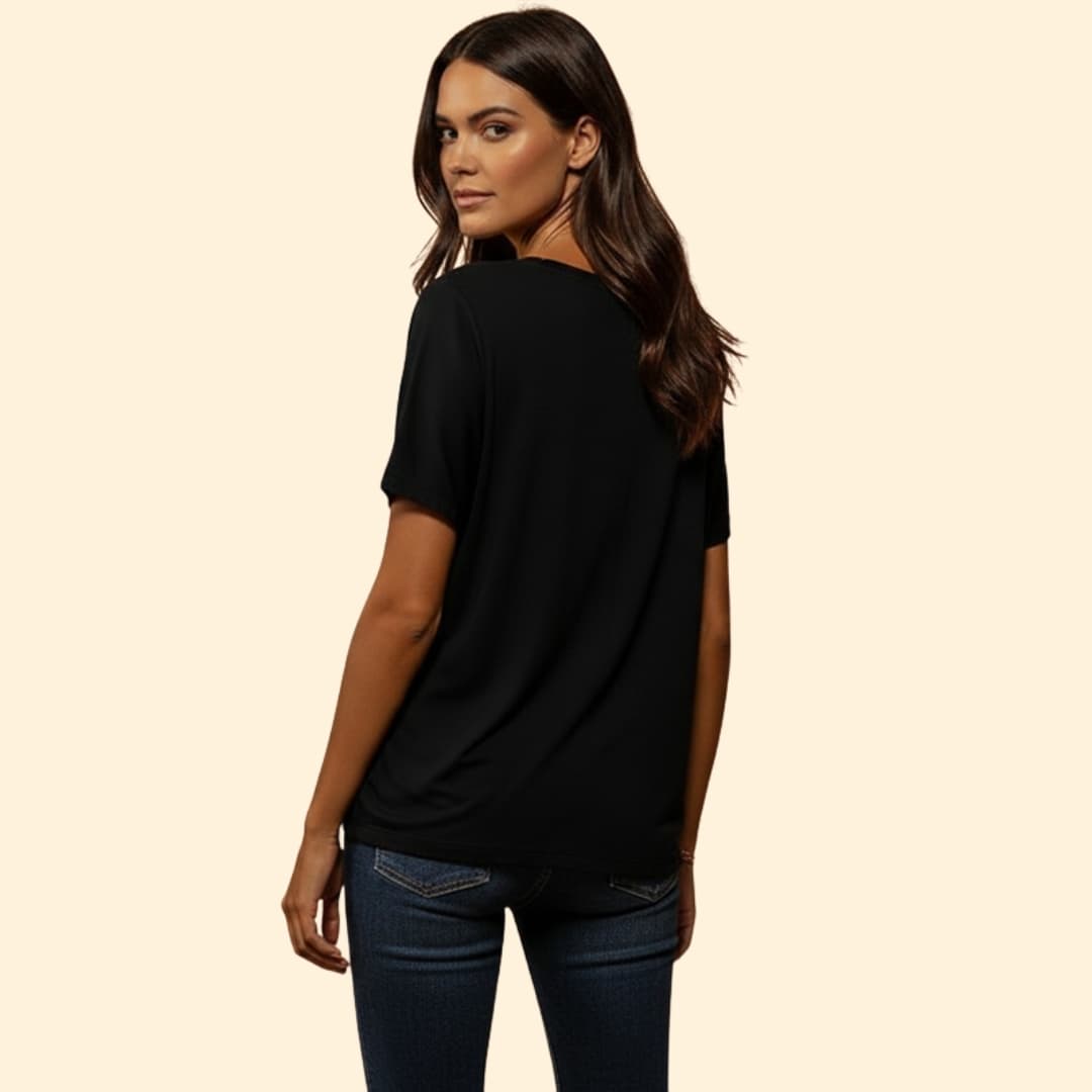 Women's Lace Trim V-Neck T-Shirt