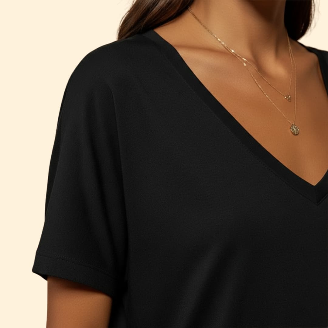 Women's Lace Trim V-Neck T-Shirt