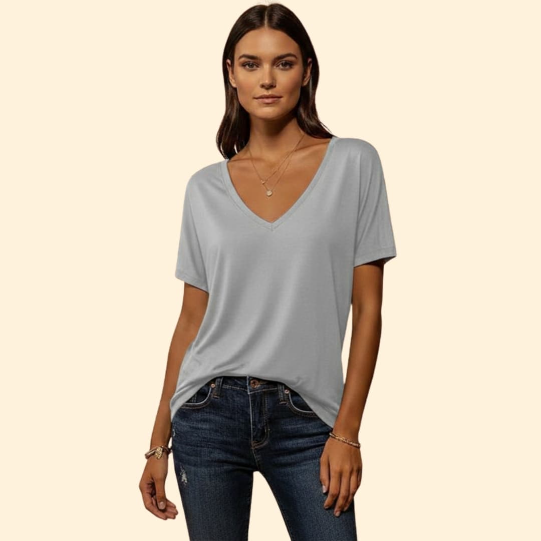 Women's Lace Trim V-Neck T-Shirt