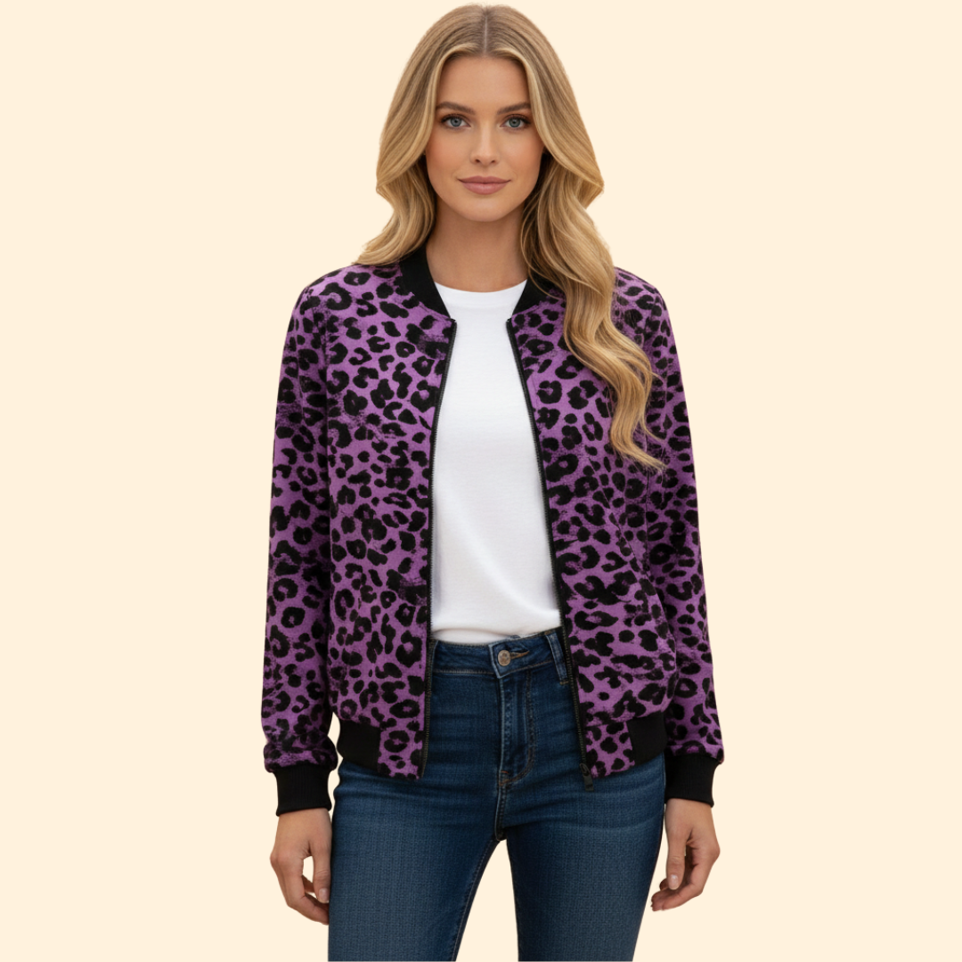 Women’s Leopard Print Bomber Jacket