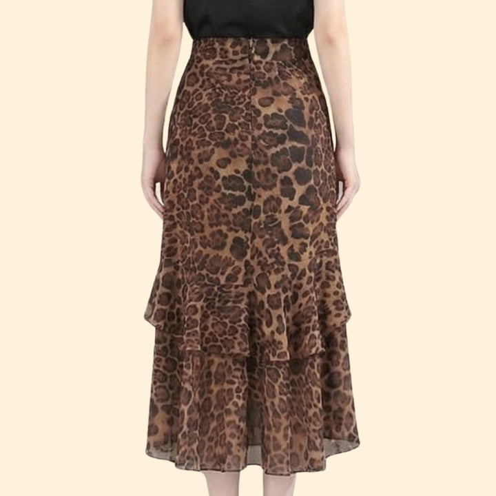 Women's Leopard Print Ruffle Skirt