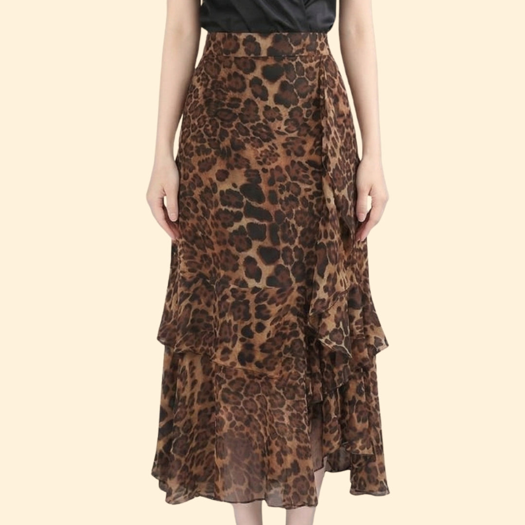Women's Leopard Print Ruffle Skirt