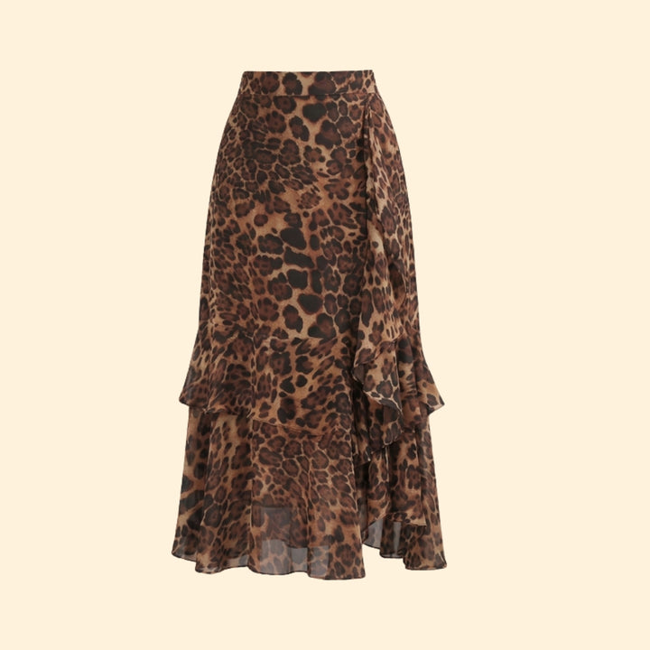 Women's Leopard Print Ruffle Skirt