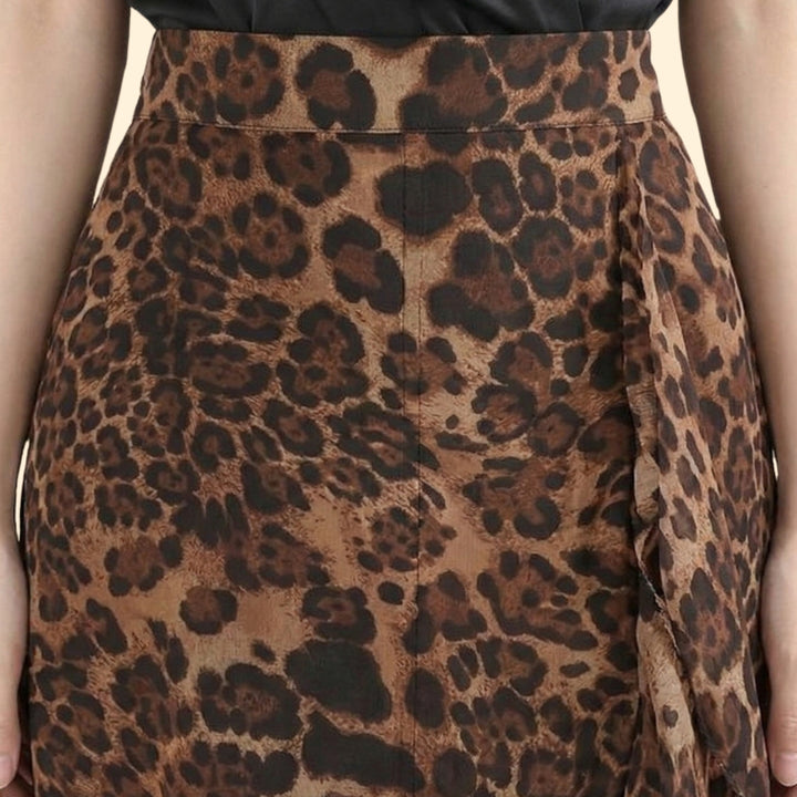 Women's Leopard Print Ruffle Skirt