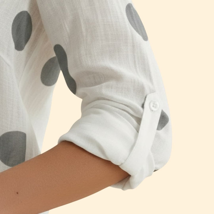 Women's Long-Sleeve Vintage Blouse with Button Detail