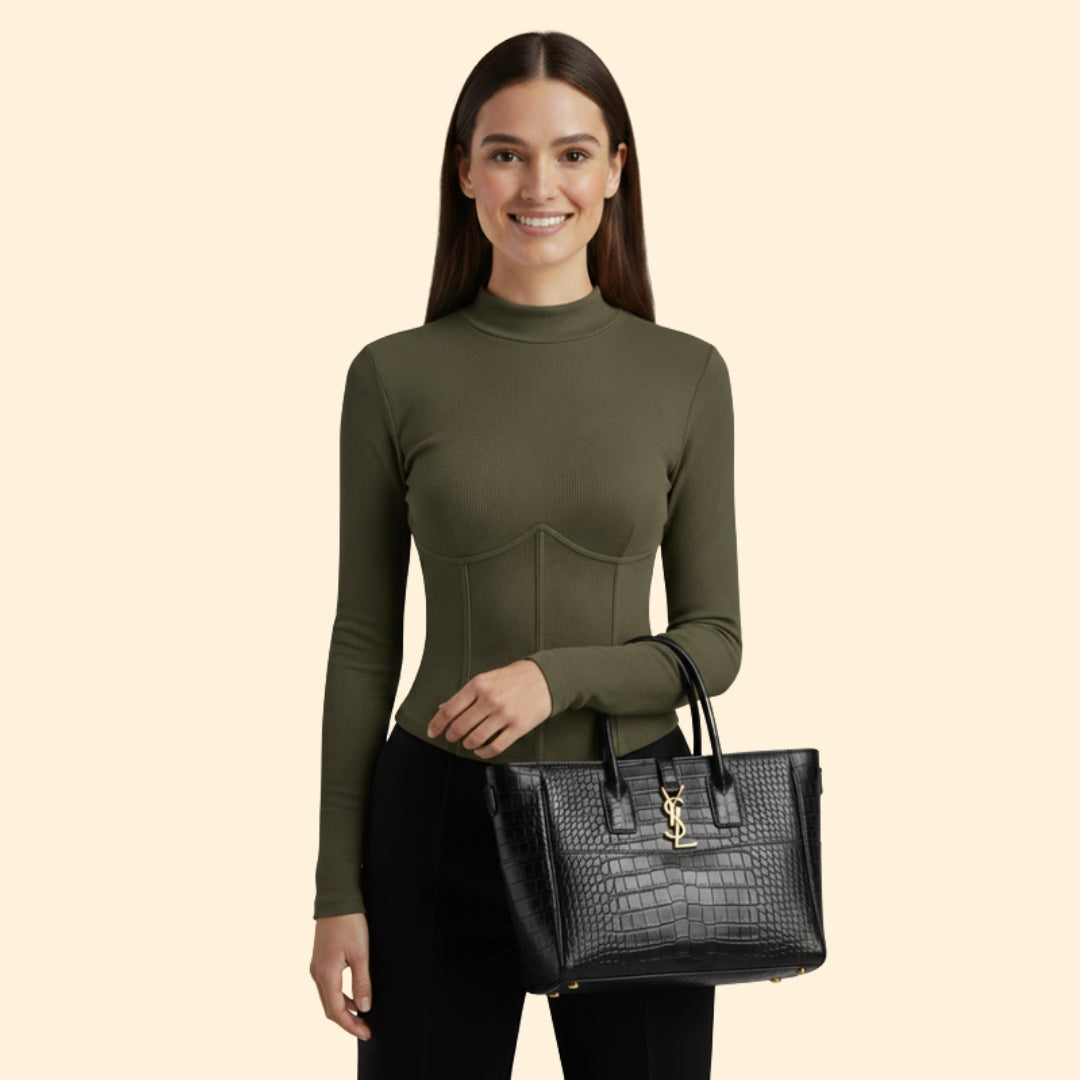Women's Long Sleeve Corset T-Shirt