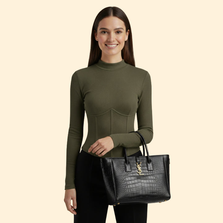 Women's Long Sleeve Corset T-Shirt
