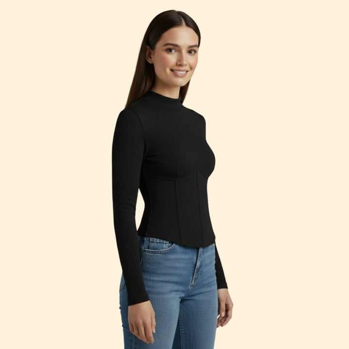 Women's Long Sleeve Corset T-Shirt