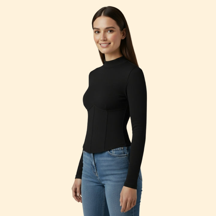 Women's Long Sleeve Corset T-Shirt