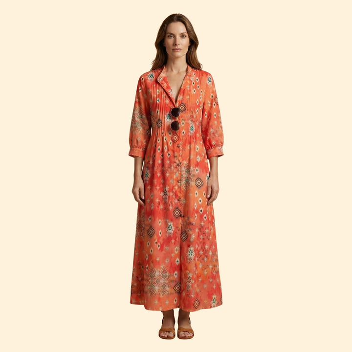 Women's Maxi Dress with Floral Design and Pockets