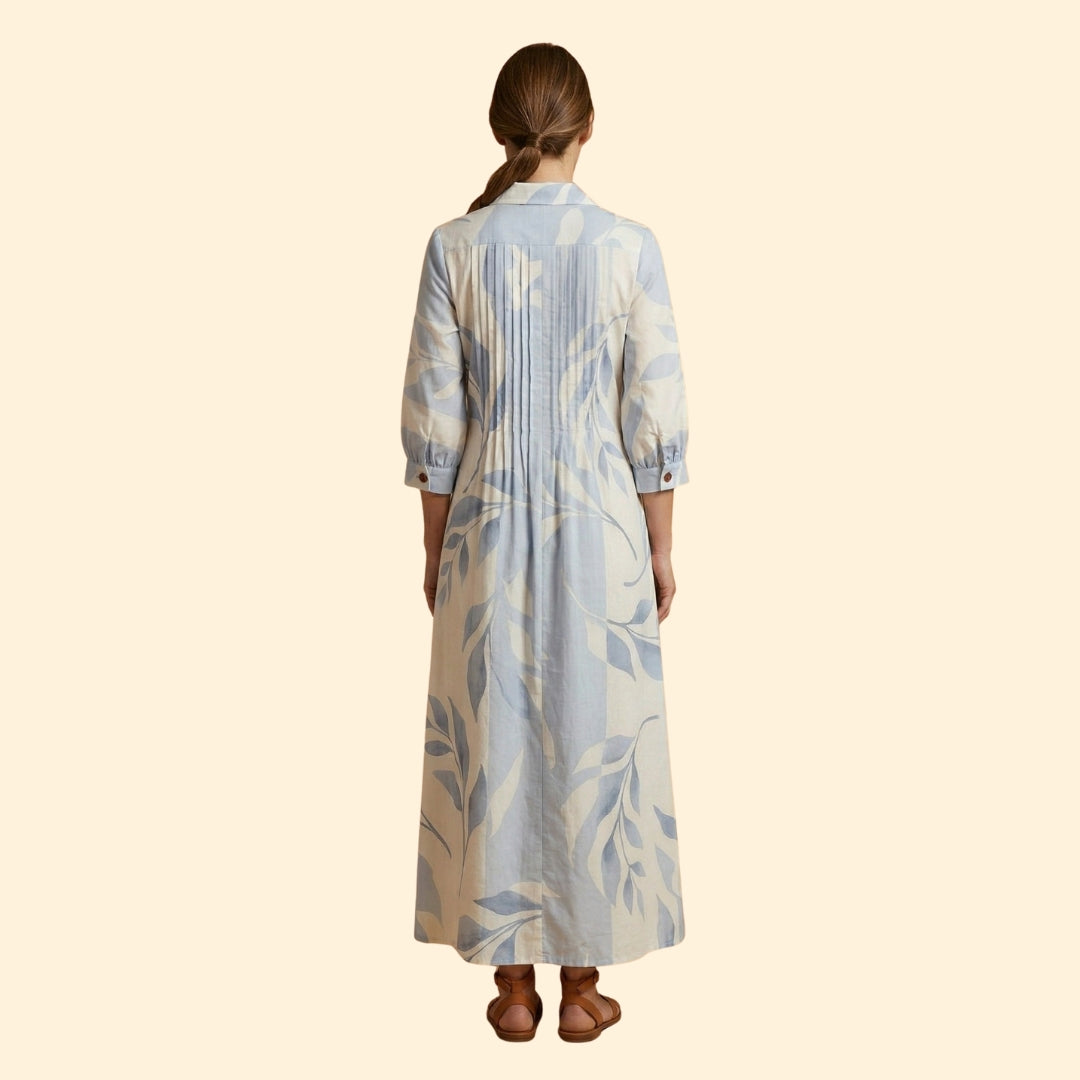 Women's Maxi Dress with Floral Design and Pockets