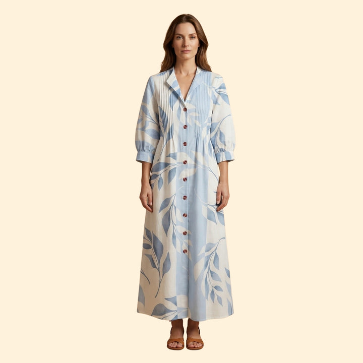 Women's Maxi Dress with Floral Design and Pockets