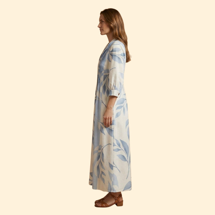 Women's Maxi Dress with Floral Design and Pockets
