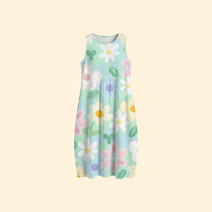 Women's Midi Dress with Floral Print and Relaxed Fit