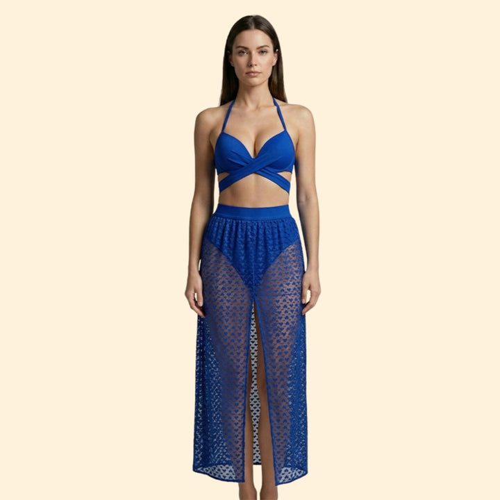 Women's Net Skirt Bikini Set