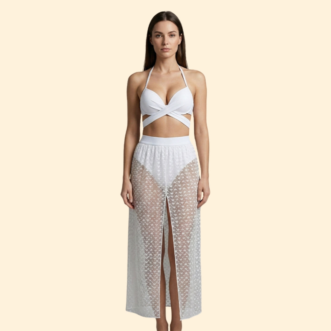Women's Net Skirt Bikini Set