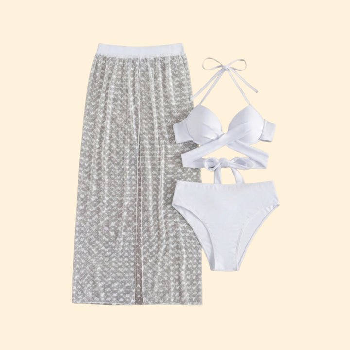 Women's Net Skirt Bikini Set