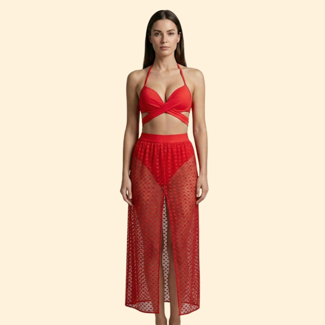 Women's Net Skirt Bikini Set