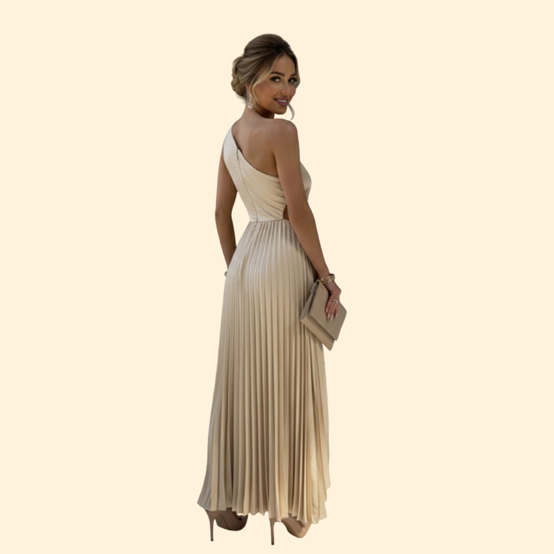 Women's One-Shoulder Pleated Dress