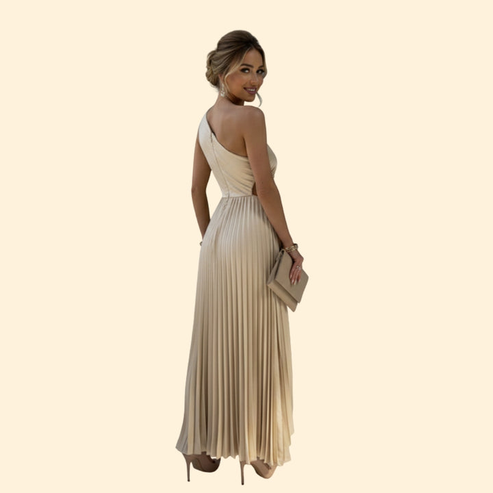 Women's One-Shoulder Pleated Dress