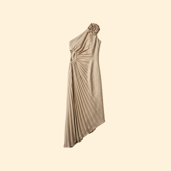 Women's One-Shoulder Pleated Dress