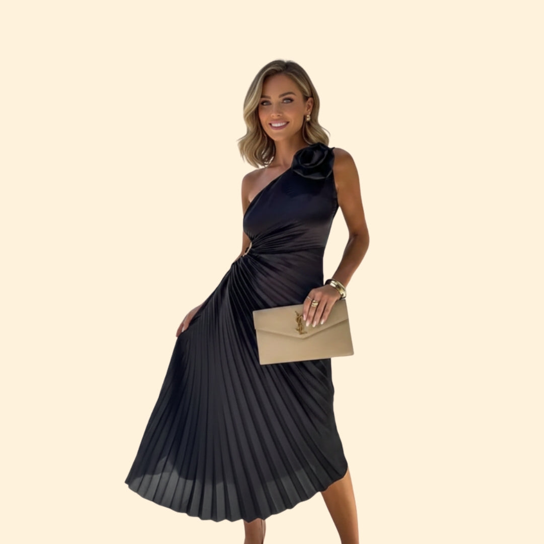 Women's One-Shoulder Pleated Dress