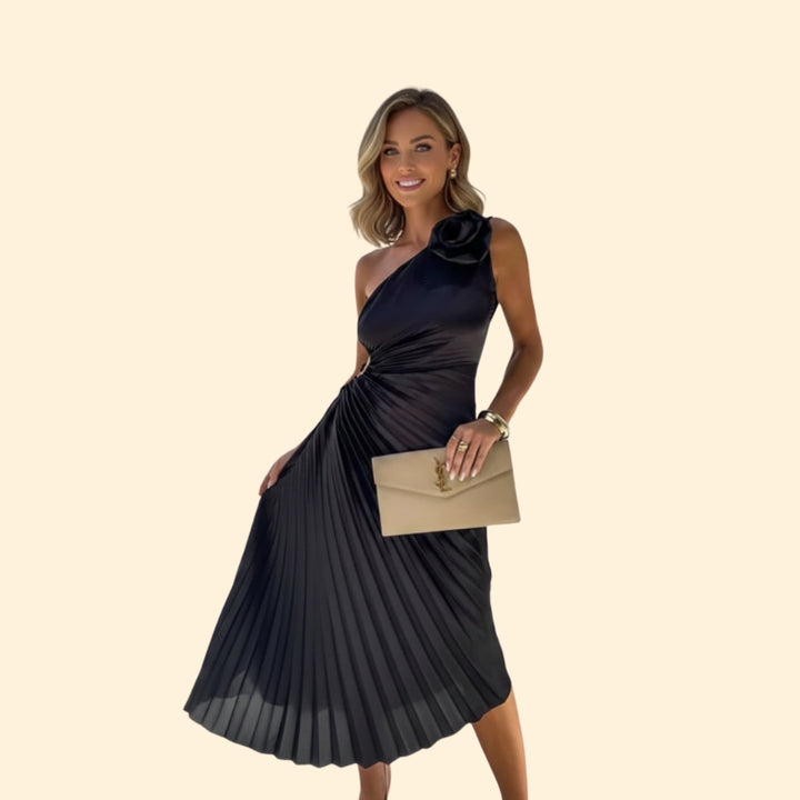 Women's One-Shoulder Pleated Dress