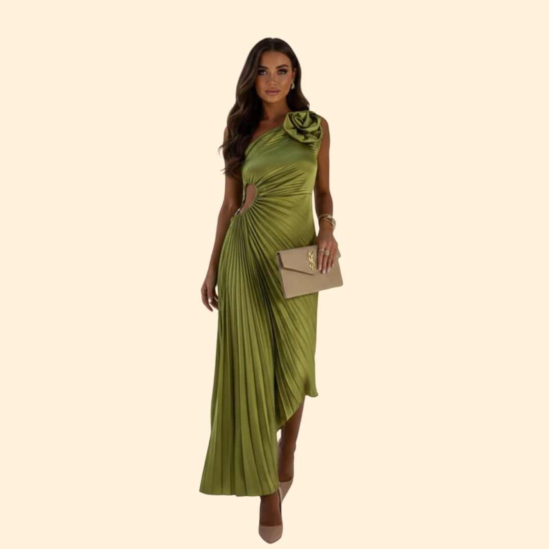 Women's One-Shoulder Pleated Dress