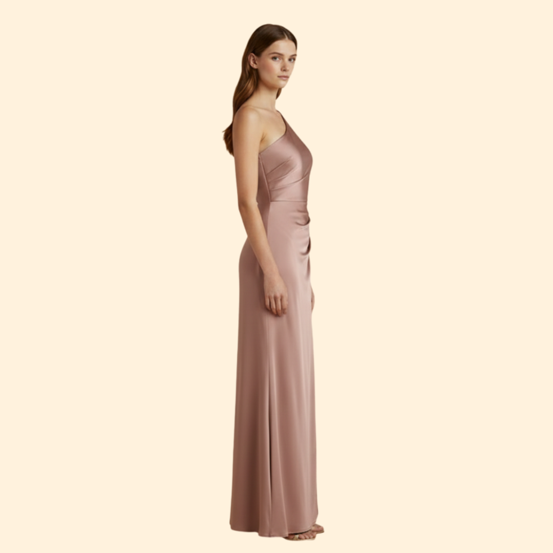 Women's One-Shoulder Satin Bridesmaid Dress