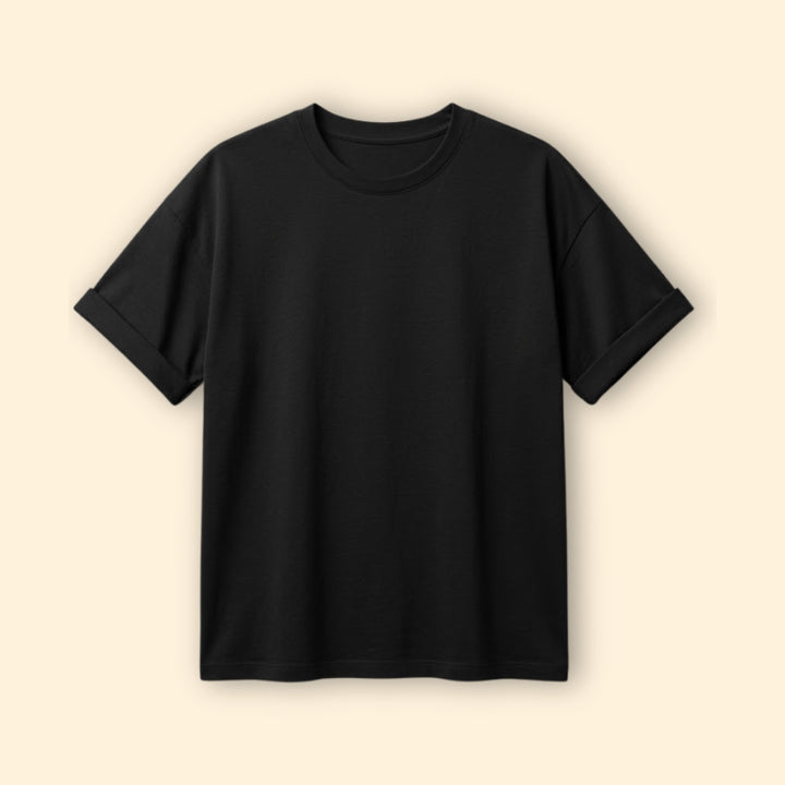 Women's Oversize T-Shirt with Round Neck and Cuffed Sleeves