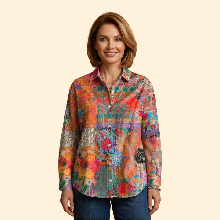 Women's Patterned Button Blouse