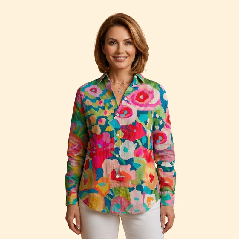 Women's Patterned Button Blouse