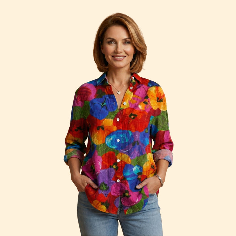Women's Patterned Button Blouse