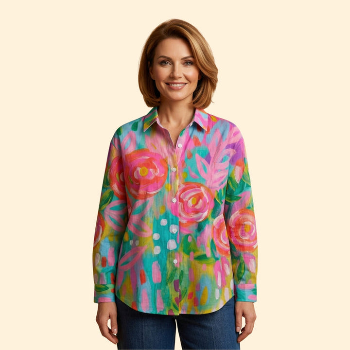 Women's Patterned Button Blouse
