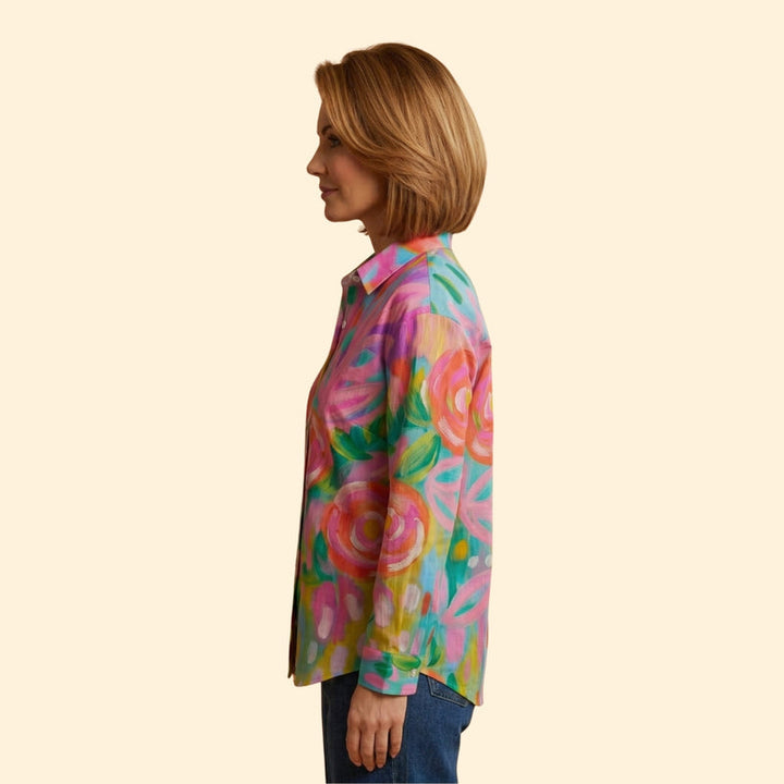 Women's Patterned Button Blouse