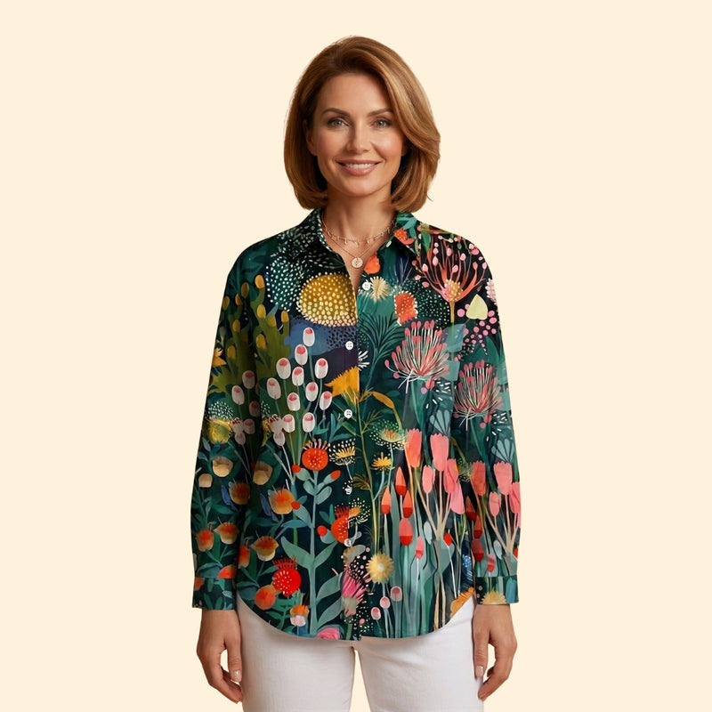 Women's Patterned Button Blouse