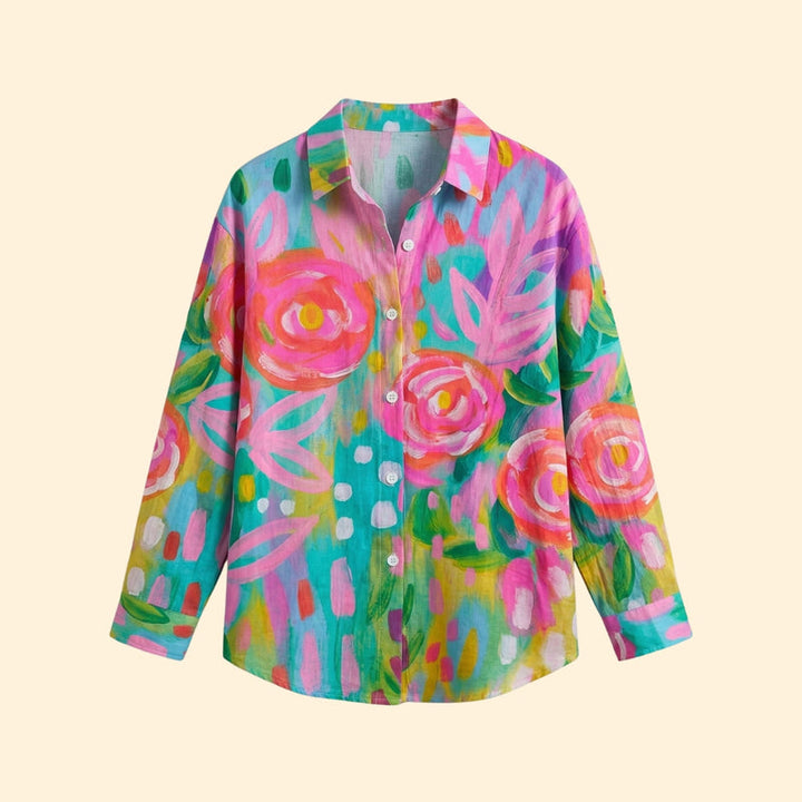 Women's Patterned Button Blouse