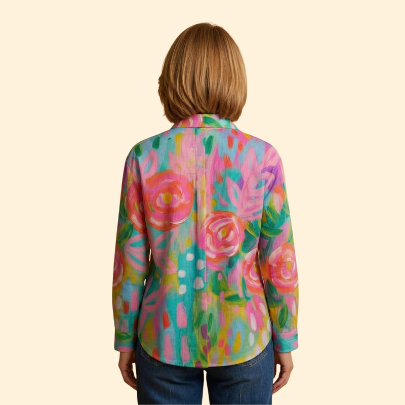 Women's Patterned Button Blouse