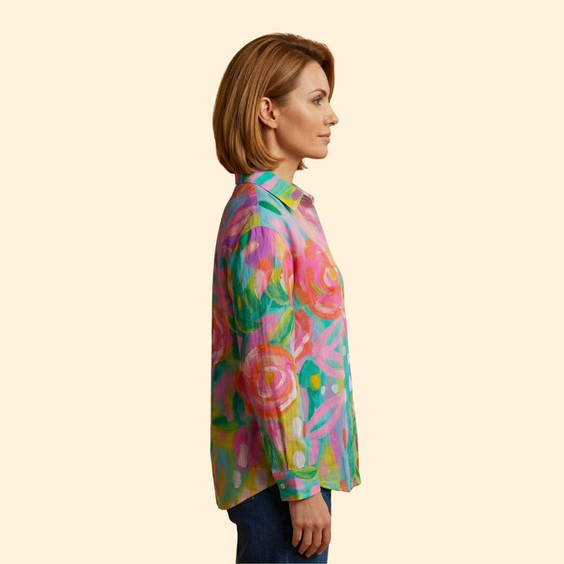 Women's Patterned Button Blouse