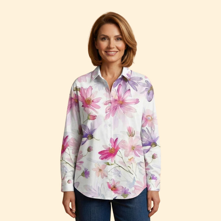 Women's Patterned Button Blouse