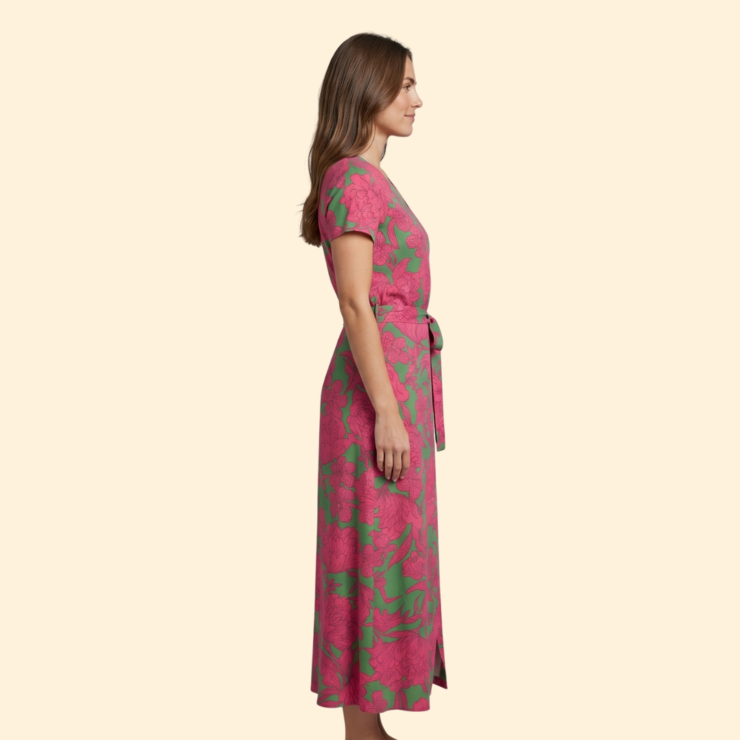 Women's Patterned V-Neck Dress