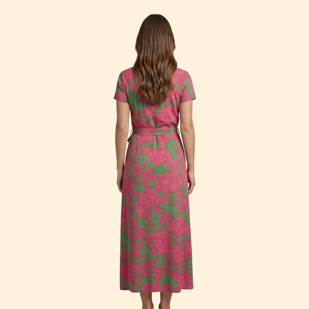 Women's Patterned V-Neck Dress