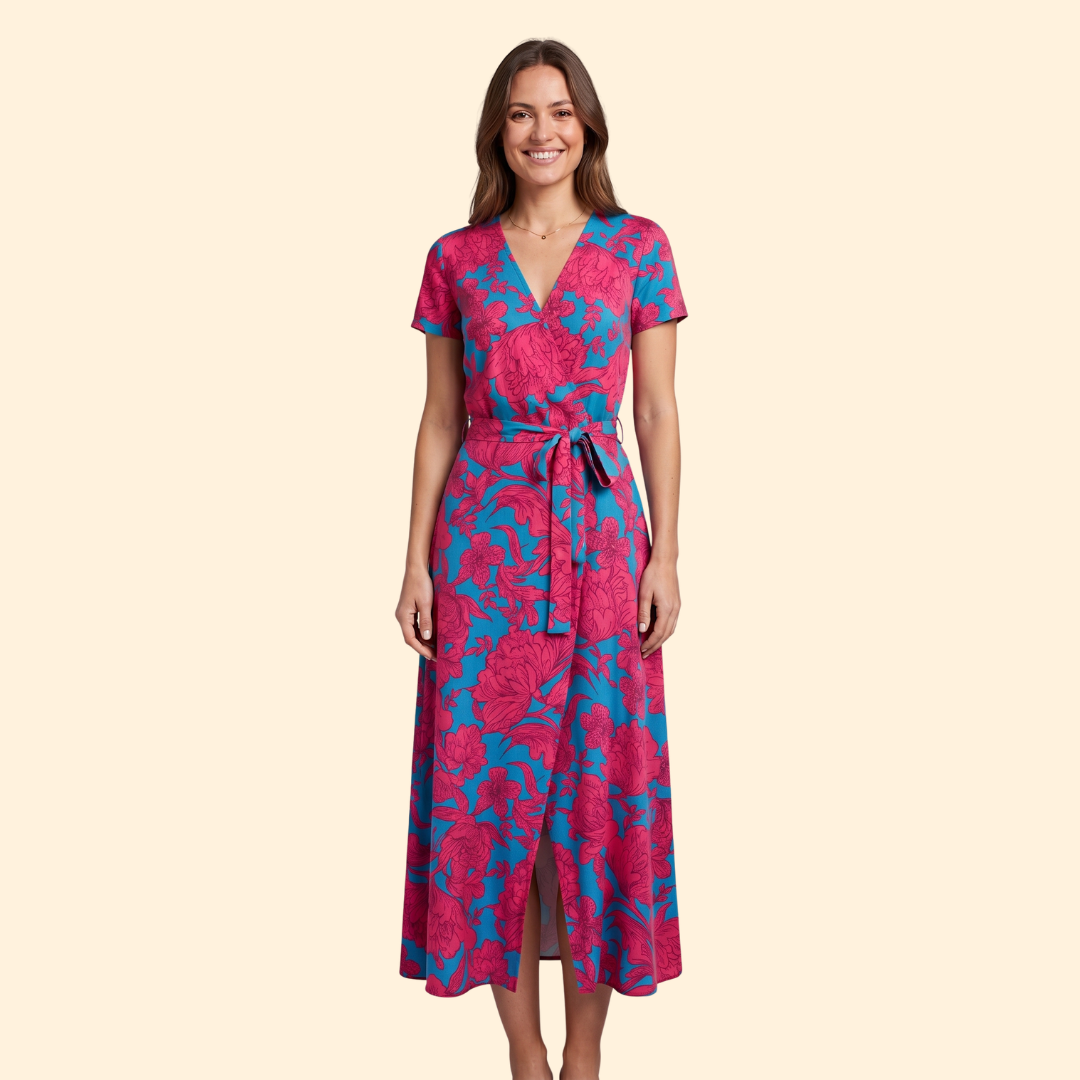 Women's Patterned V-Neck Dress