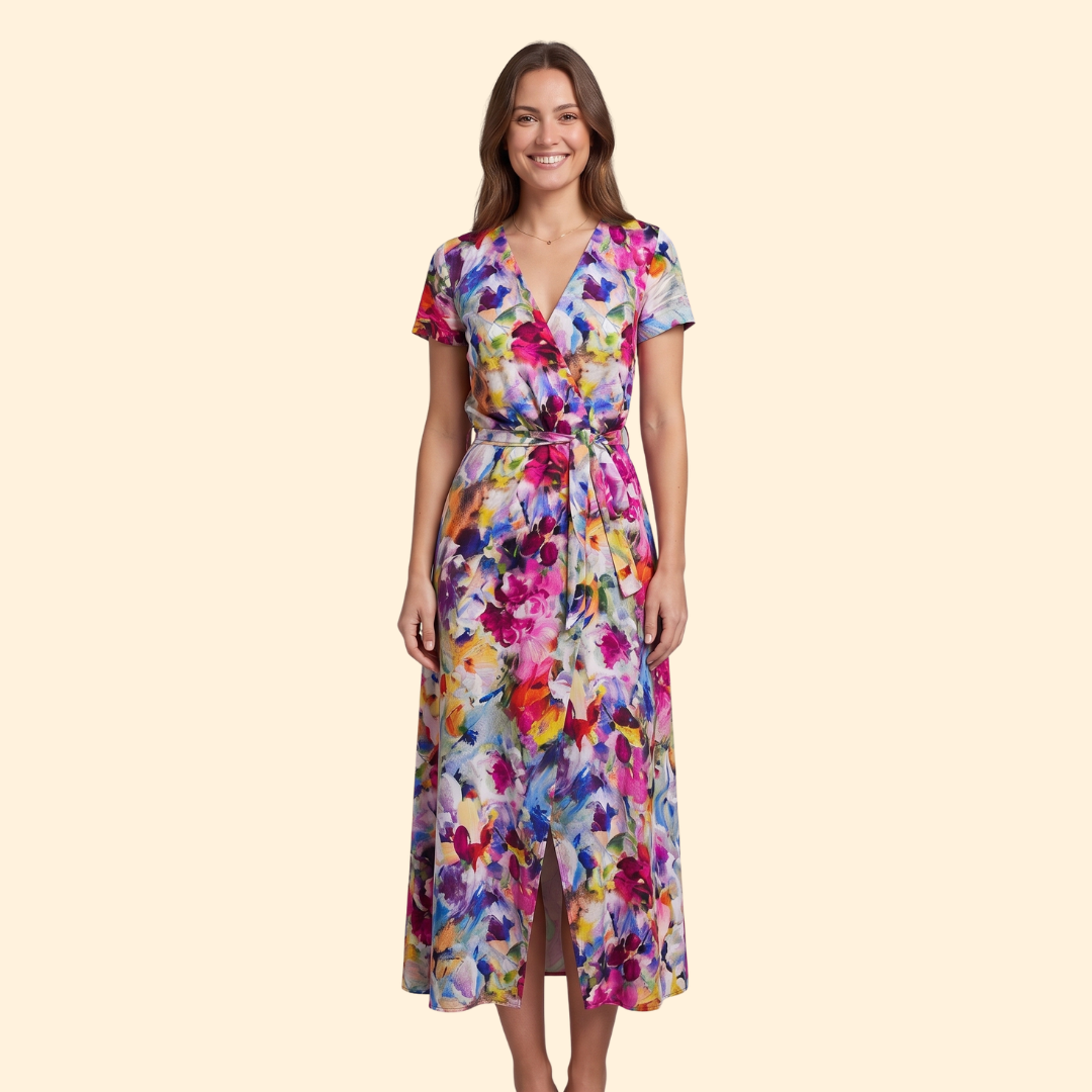 Women's Patterned V-Neck Dress