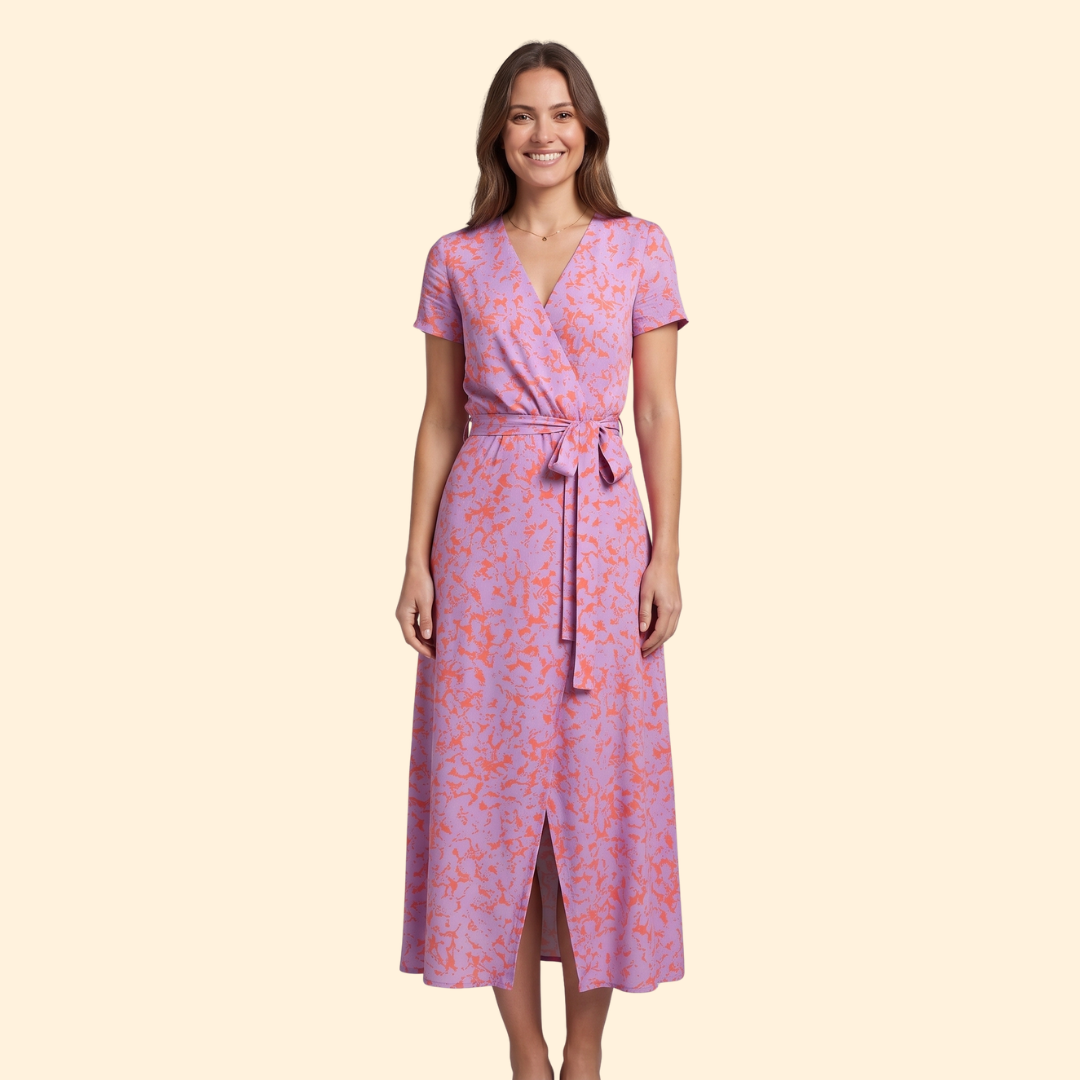 Women's Patterned V-Neck Dress