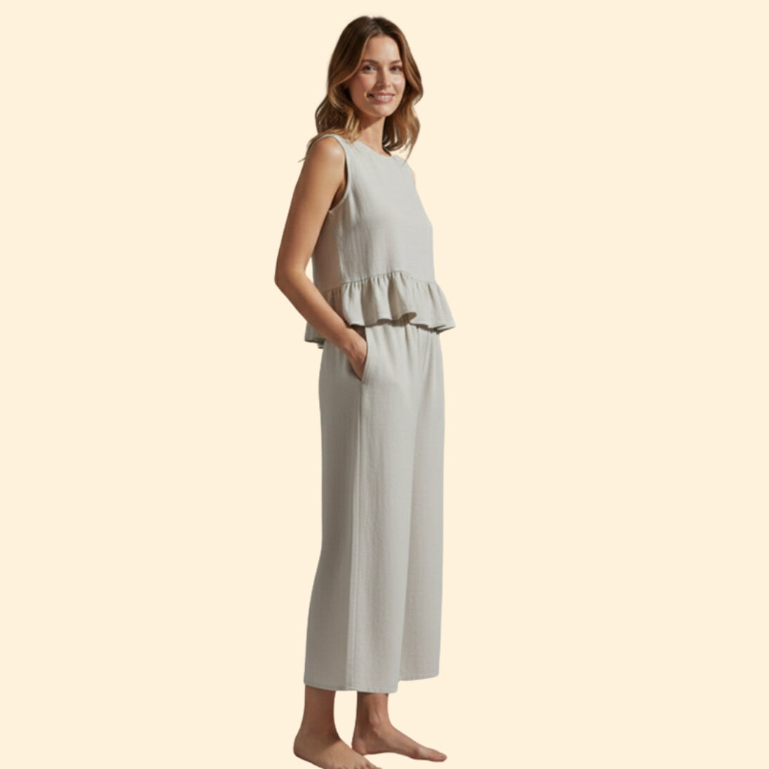 Women's Peplum Wide-leg Set